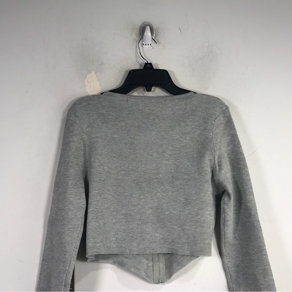 Roma Concepts Collection Long Sleeve Crop Zip Up Top, Women's Size L - H Grey - Picture 8 of 11